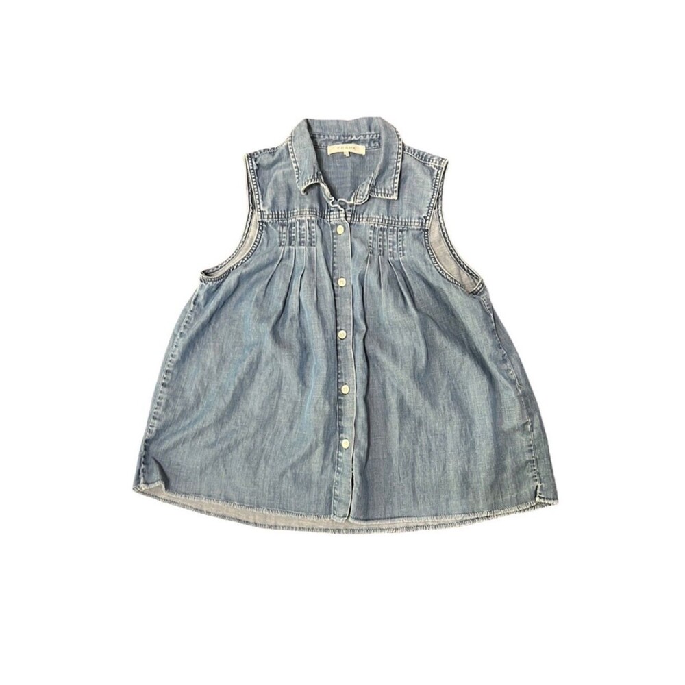 Frame Denim Springfield Pintuck Denim Top Size S